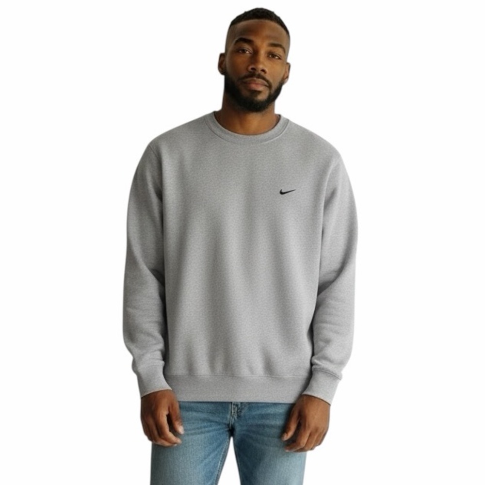 Nike‎ Gray Sweatshirt XL – Small Side Swoosh, “Team Nike” Back Logo, Vintage